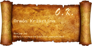 Ormós Krisztina névjegykártya